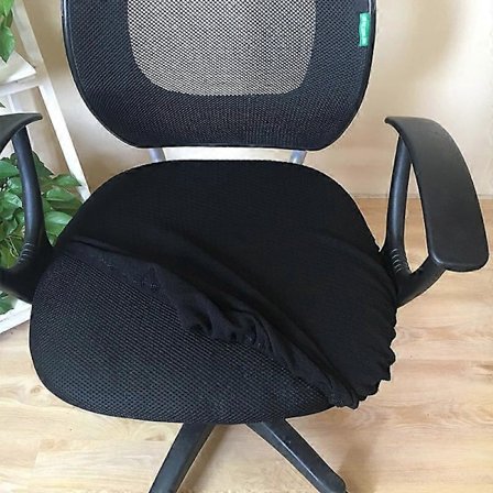 Stretch Jacquard Kontorstol Setetrekk, Avtakbare Vaskbare Støvtette Skrivebordsstol Setepute Beskyttere - Svart
