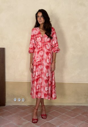 BUBBLEROOM - CC V-neck Viscose Strap L/S Dress - S