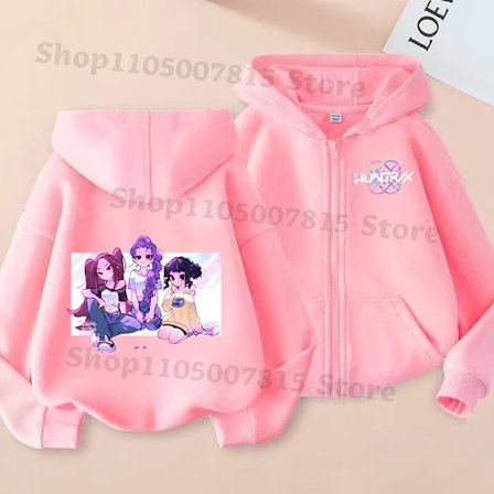 K-pop Demon Hunters hættejakke til børn med lynlås - sød animefrakke til drenge og piger, forår efterår mode