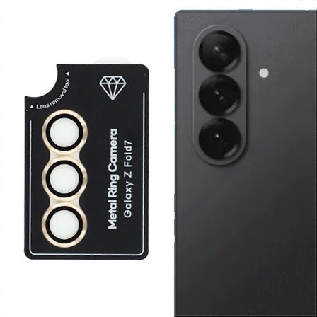For Samsung Galaxy Z Fold7 5G Kameralinsebeskyttelsessett Elektroplettering Metall+Herdet Glass