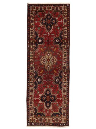 118X337 Tapis Hamadan D'orient De Couloir Noir/Rouge Foncé (Laine, Perse/Iran) Carpetvista