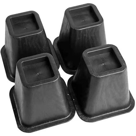 Senge Møbel Forhøjere Sort (sæt med 4) Øg Opbevaringsplads Sengeben Forhøjere til Sengeramme Møbel Forhøjere til Sofa, Skrivebord, Stol, Bord, 15 cm 