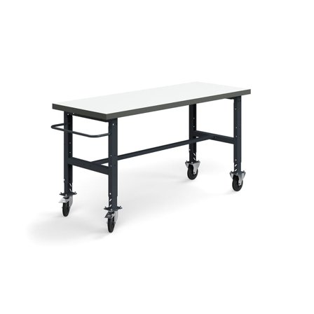 Arbetsbänk på hjul, 2000x760 mm, 200 kg, högtryckslaminat