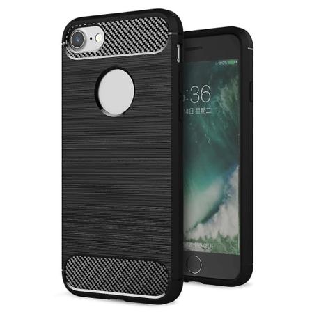 För Iphone 8/7 4,7 tum Borstad TPU anti-scratch Stötsäkert kolfiber skyddande case - Mörkblå (färg Svart) null none
