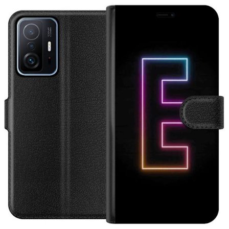 Kompatibel Tegnebogsetui til Xiaomi Xiaomi 11T Minimalistisk neonbogstav E i lyse farver mod mørk baggrund i moderne og stilren design