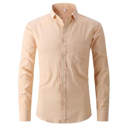 Män Lapel Neck Single Breasted Skjortor Med Pocket Plain Toppar