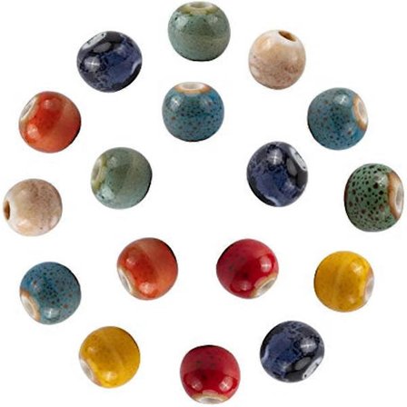 160 kpl 9 mm halkaisijan käsintehtyjä posliinihelmiä, 8 väriä, rondelle-muotoisia, hienoja antiikkilasitettuja keraamisia posliinihelmiä, 2,5 mm reikä