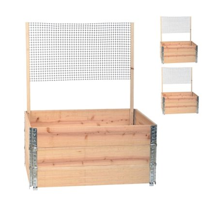 Korotettu puutarhapenkki säleiköllä vihanneksille ja yrteille