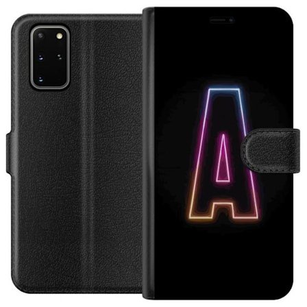 Kompatibel Tegnebogsetui til Samsung Samsung Galaxy S20+ Minimalistisk neonbogstav A i regnbuefarvet lys mod sort baggrund i moderne typografisk stil