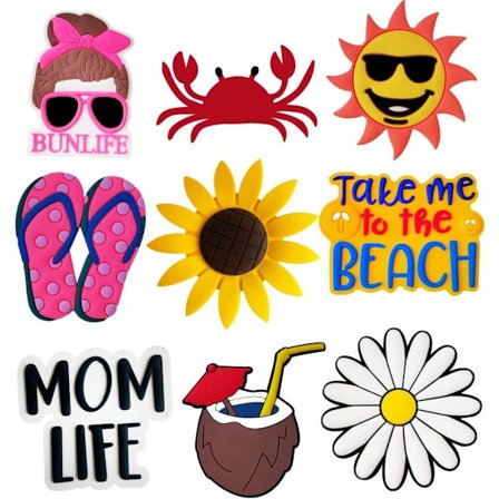 9 stk Bogg Bag Tilbehør - Strandveske med Gummi & Dekorasjonsberlocker for Jenter & Kvinner