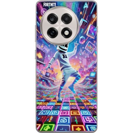 Kompatibel Mobilcover til OnePlus OnePlus 13R Marshmello danser i et neonfyldt digitalt landskab, hvor farver, symboler og teknologi flyver rundt og s