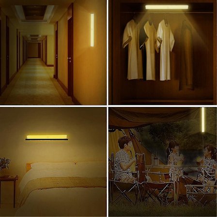20leds Under Closet Light Pir Motion Sensor Usb Rechargeable Magnetic Strip Lamp Cool Light