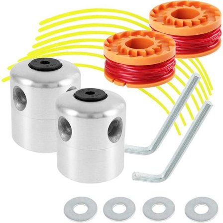 2 stk. børstehoved i aluminium med universal trimmerhoved med nylontråd til plæneklippertilbehør