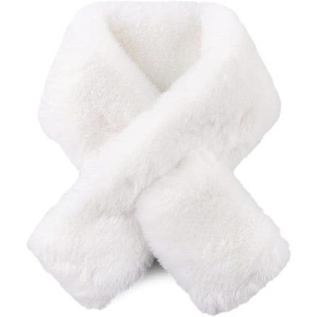 ING Dame Fuskepels Skjerf, Vinter Skjerf, Varm Halsvarmer for Kvinner - Hvit