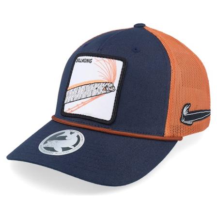 Skillfish - Blå trucker Caps - Sillkung Split Navy/Dark Orange Rope Trucker @ Hatstore