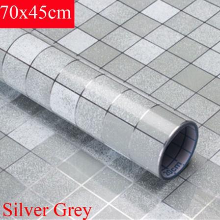 Oljesäkra tapeter med kakelklistermärken Bakgrund - stock silver grey 70x45cm
