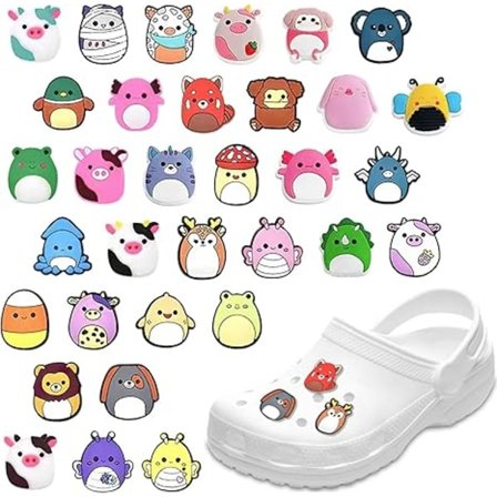 33 stk. Croc Charms Sæt - Vandtætte PVC Sko Dekorationer Kompatible til Crocs, Holdbare Sko Tilbehør, Stitch Croc Charms til Fester