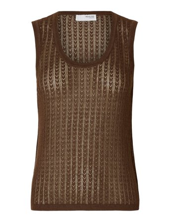 Slfhennah Sl Knit Structure Top Brown Selected