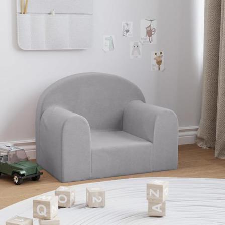 Vidaxl Barnsoffa Ljusgrå Mjuk Plysch Grå