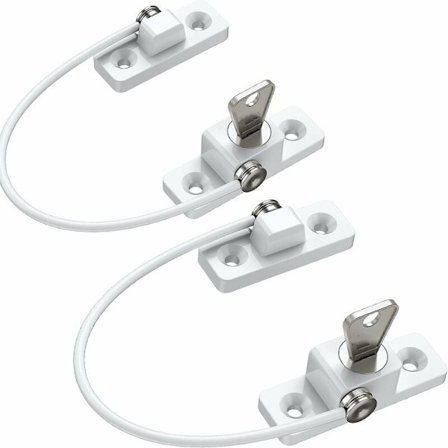 Barnesikring for vinduer, 2 stk sinklegering, PVC, barnesikre vinduslåser med skruer og nøkler, perfekt for terrassedører - Hvit