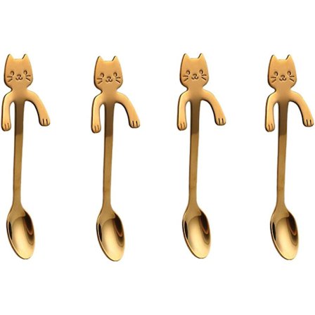 Mini Kissan Kahvisolu 4kpl Kissaihmisille Jälkiruoka/juoma/sekoitus/milkshake/teasolu Pieni Ruostumaton Teräs Astiat (kulta)