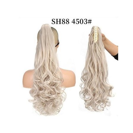 Hårförlängning Hästsvans Klämma Lång Lockig Våg Syntetisk Hårstycke Guld - Förvandla din frisyr på ett ögonblick Modell