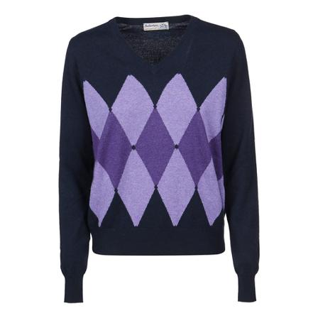 Ballantyne, Classic Diamond Sweater Blauw, Dames, Maat:M