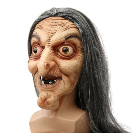 Halloweenmaske for voksne - Realistisk gammel dame med rynker - Fest & Maskerade