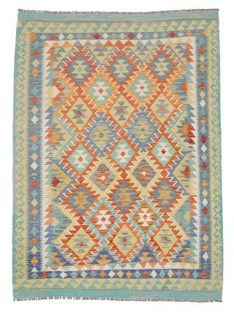 Tappeto Kilim Afghan Old Style 154X209 Verde/Marrone (Lana, Afghanistan)