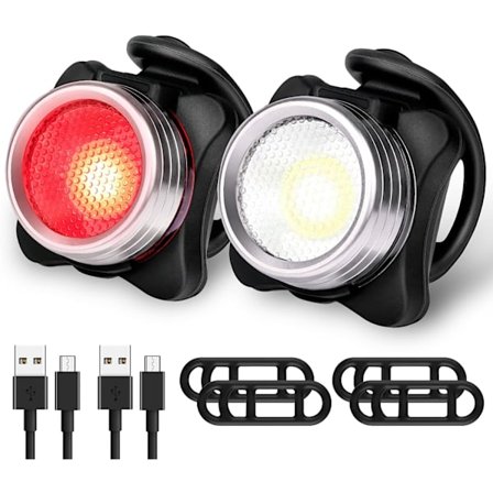 Sæt med cykellys, kraftigt genopladeligt LED-cykellygte foran og bagpå