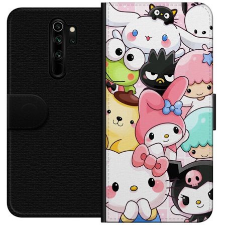 Kompatibelt Lommeboketui til Xiaomi Redmi Note 8 Pro Tett mønster av søte figurer med store øyne i ulike farger og uttrykk med LABUBU-tekst