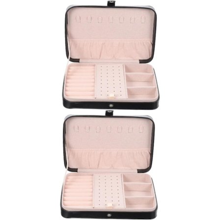 Smyckeskrin Organizer Vardagsrumshållare Smyckenhalsband Dubbellagers organizer Örhängestöd Förvaringsbehållare Bärbar förvaring