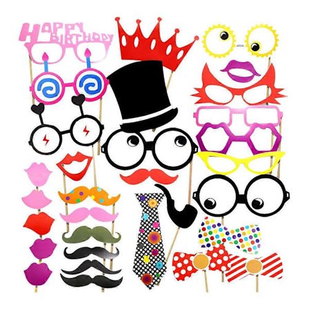 62 stk. Sjove Kreative Fødselsdags Foto Rekvisitter Sæt Overskæg Briller Læber Foto Booth Selfie Tilbehør Festartikler