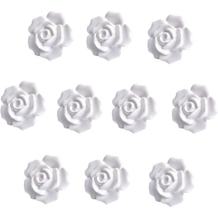 10 kappaleen vintage-keramiikka ruusu kukka ovenkahva laatikko (valkoinen)