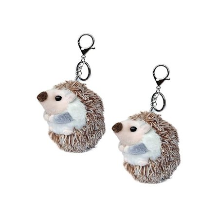 2 stk. Mini Plysdyr Søde Pindsvin Nøglering Bilnøgle Taske Håndtaske Charms Vedhæng til Børn Piger