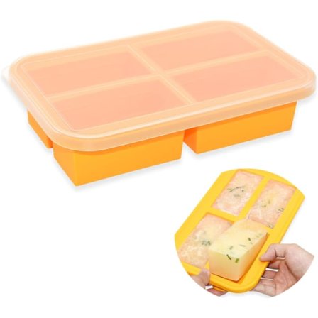 Isterningebakke med låg, silikone frysebakke, frysebakke til babymad, Souper Cubes til suppe og sauce