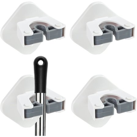 4-pack Självhäftande Kvast- och Mopphållare för Hem, Badrum