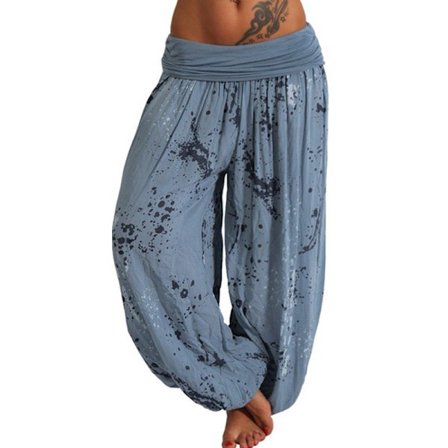 Kvinder Boho Harem Bukser Yoga Casual Baggy Haremsbukser blå