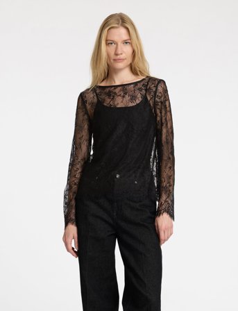 Selected Slfdaphne Ls Lace Top - Black - 34