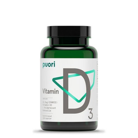 Puori Vitamin D3 Kokos 62,5 mcg 120 kaps., Helse & Madvarer, Vitaminer, D-vitamin