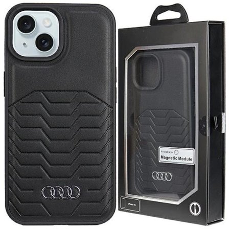 Audi syntetisk skinnveske med MagSafe for iPhone 15 Plus / 14 Plus - svart