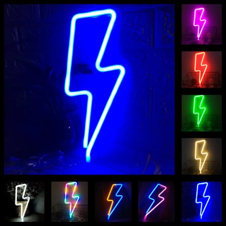 Blixt Neonskylt, USB/Batteridriven Blå Neon Cool Tunn