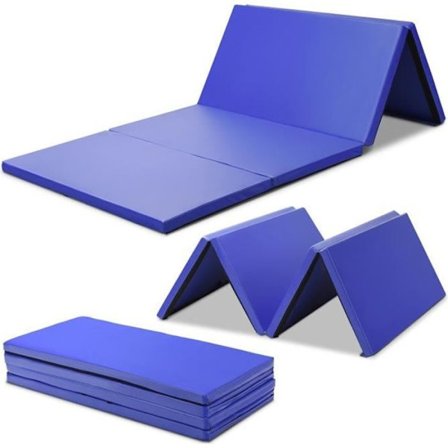 COSTWAY Samlet Træningsmåtte Foldbar 240 x 120 x 5 cm Portable Fitnessmåtte til Fitness, Yoga og Sport Mørkeblå