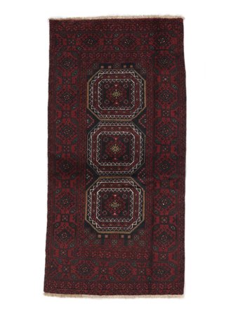 Belutsch Teppich 93X187 Schwarz Wolle, Persien/Iran