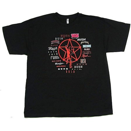 Rush All The Logos Evolution Print Svart T-shirt Nytt band -vuxen, 3xl
