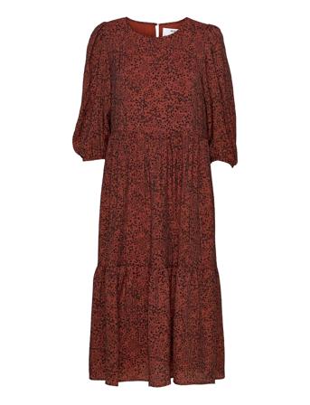 Slfviole 3/4 Midi Aop Dress B Red Selected Femme