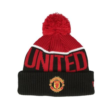 New Era - Football Noir pom Bonnet - Manchester United Sport Beanie Black/Scarlet Pom @ Hatstore