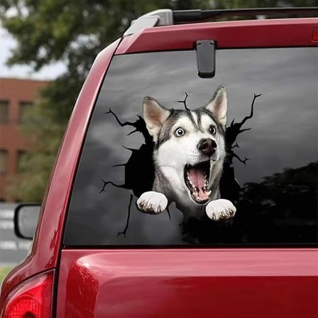 Klistremerke for bil med sprekk, PVC-hunder 3D-klistremerker for bilvinduer, vanntett morsomt toalett