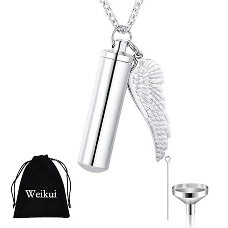 Kremasjons smykker halskjede for kjæledyraske, rustfritt stål anheng medaljong for menn kvinner minnesmerke smykker urner gaver sjarm(Sliver)