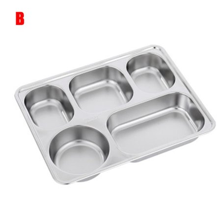 304 rostfritt stål Snabbmat tallrik Galler tallrik med lock Fyrkantig matsals servis för barn Vuxen